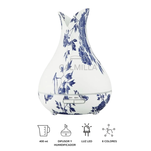Difusor de aroma y humidificador para aceites con luces Tulipan 2.2 lt